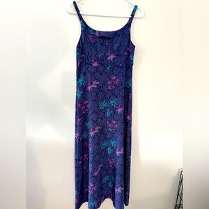 VTG 90s Y2K DBY Floral Dress Maxi Midi Dress Hippie Boho Blue Purple Size XS S